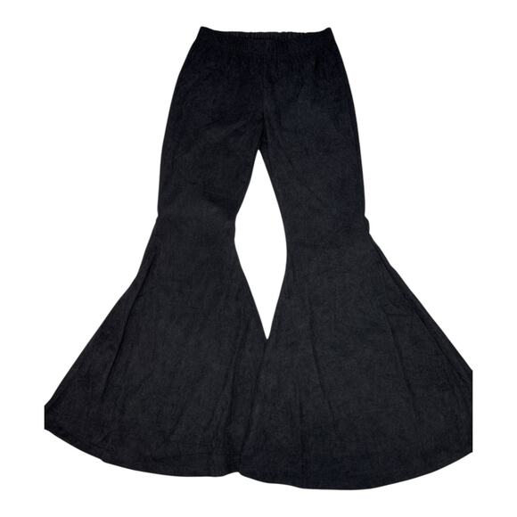 Dolls Kill Pants - Current Mood Dolls Kill Flare Leg Pants Size Large Black Whimsigoth Corduroy